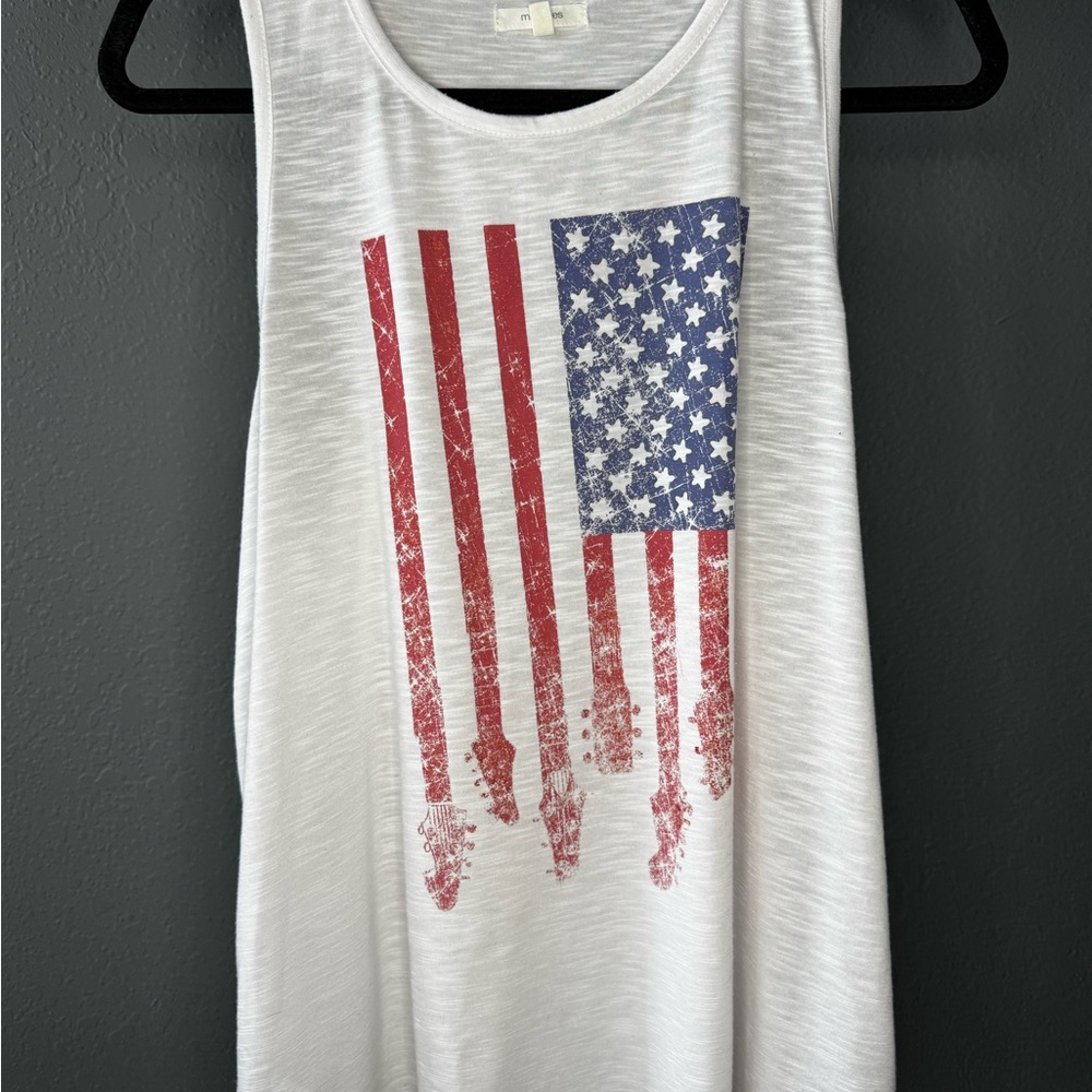 Maurices White Tank Top with Flag Design